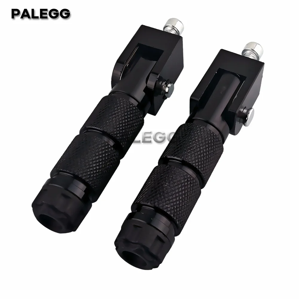 2 Pcs M8 Universal Motorcycle Motor Bike Folding Footrests Footpegs Foot Rests Pegs Rear Pedals Set CNC Aluminum Motorcycle Part
