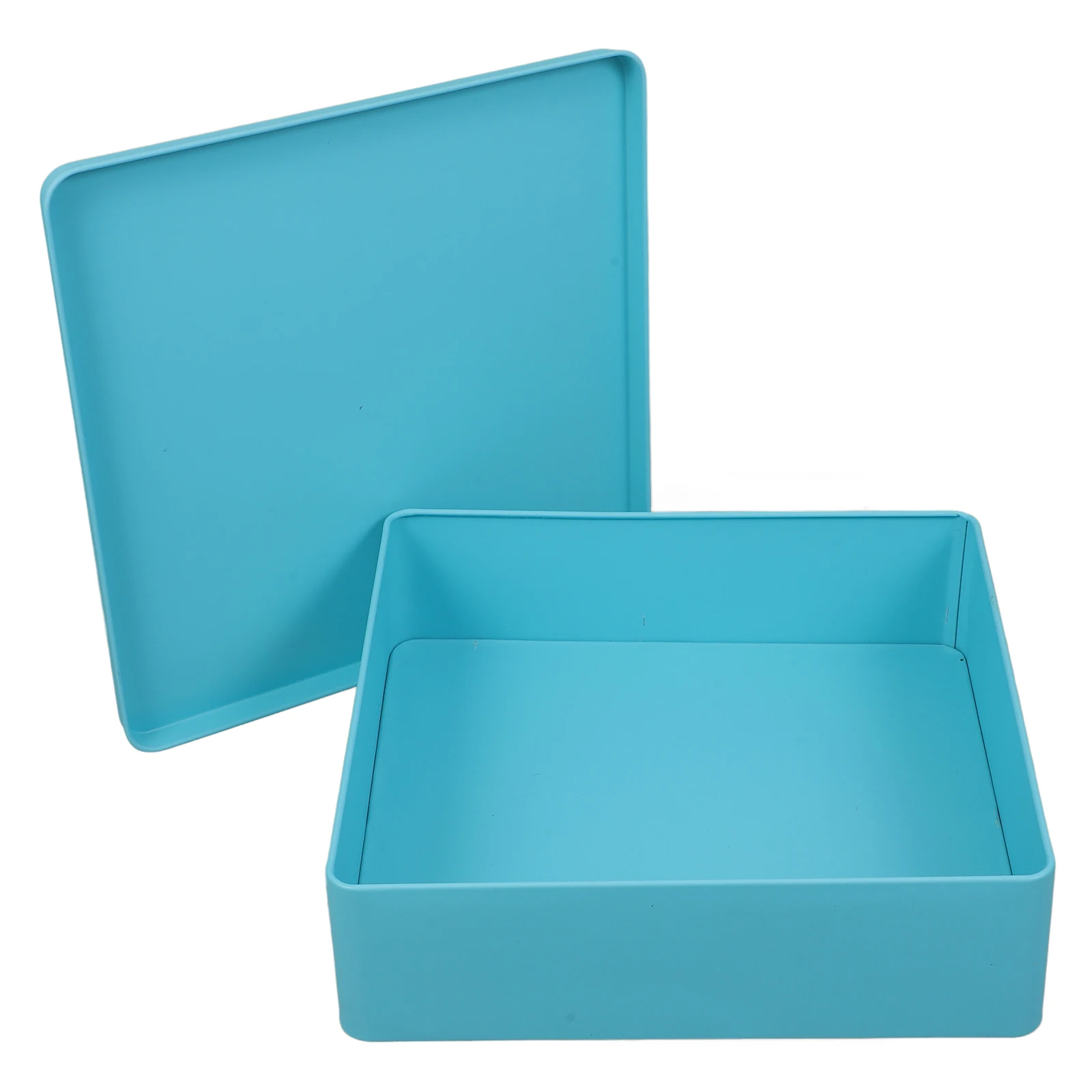 

Large Decorative Tinplate Tin Box Blue Home Storage Container Sealed Lid Cookie Snack Candy Organizer Present Packaging
