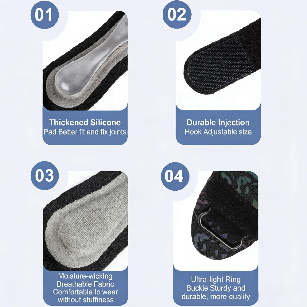 1 Stück Kniebandage für Damen und Herren – Patella-Kniegurt zur Unterstützung bei Sehnenentzündung, Basketball, Laufen, Tennis, Kniebeugen – verstellbar – Detail 4
