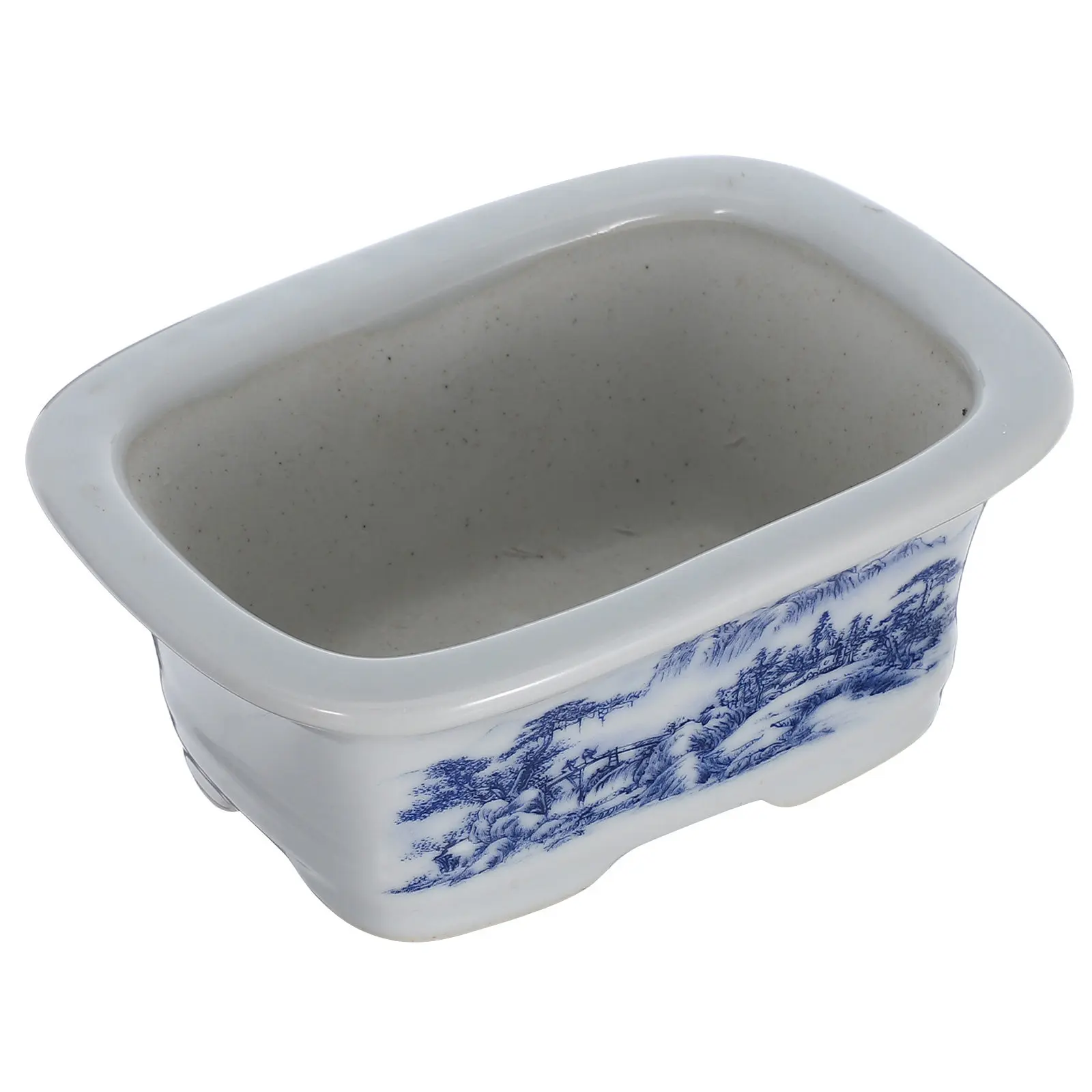 Hand Painted Blue and White Porcelain Ceramic Flower Pot Small Planter for Desktop Balcony Indoor Plants Asian Style Decorative