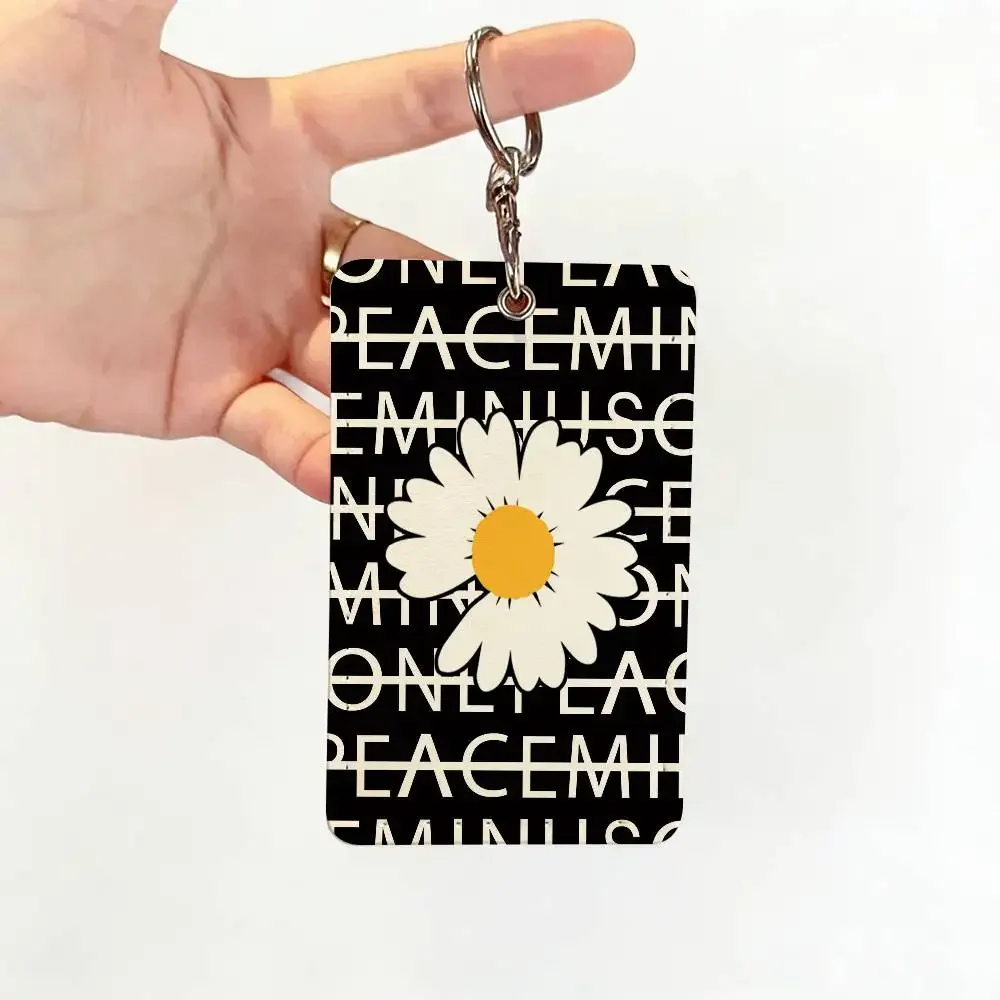 Modischer P-PeaceminusoneS Kartenhalter mit Schlüsselanhänger für Zugangskarten, Buspass und Kreditkarten, Ausweise, Bankkarten, Schutzhülle – Detail 2