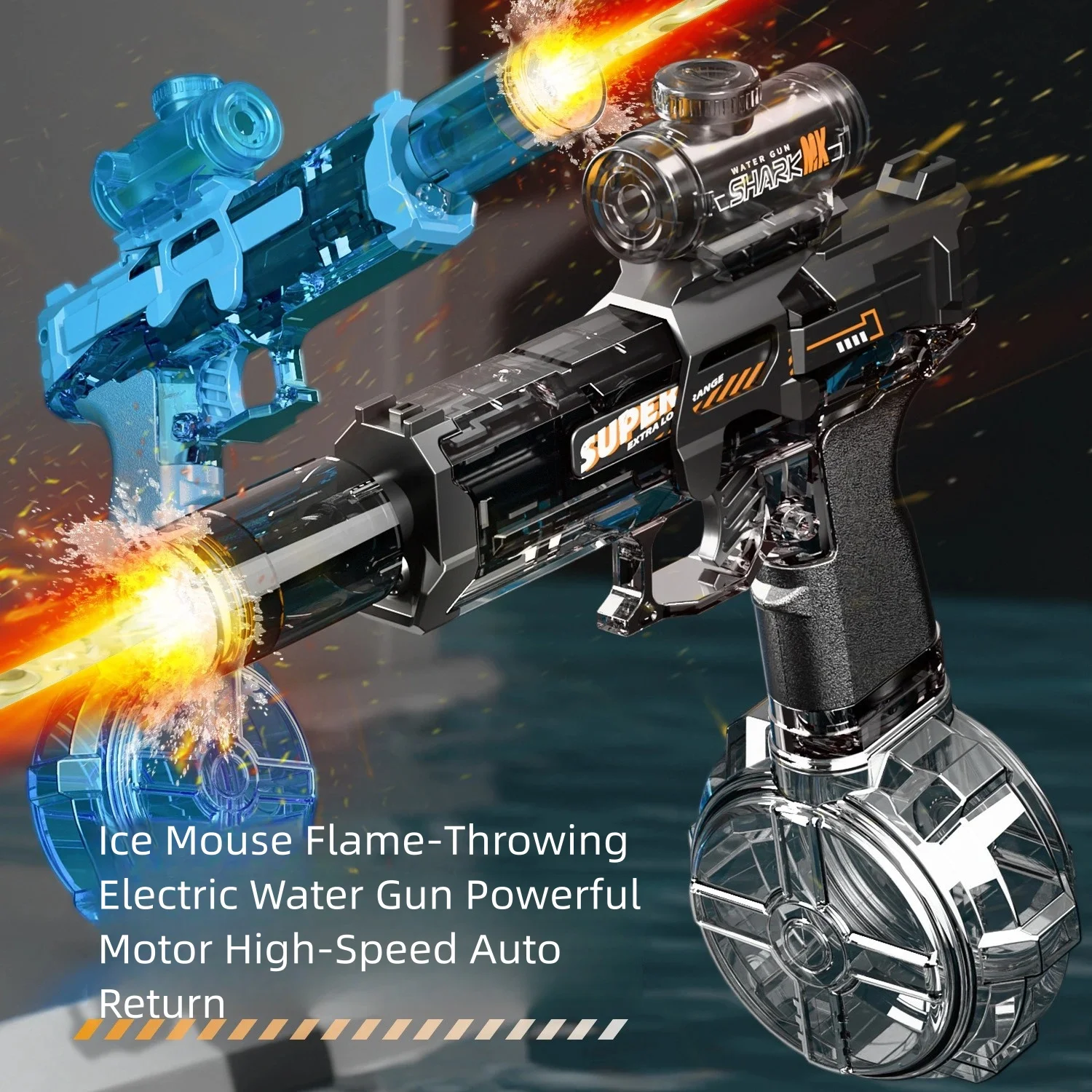 Electric Pulse Water Gun,Simulated Flame Induction Light,Fully Automatic Battle Water Pistol,Outdoor Beach Toy for Adults