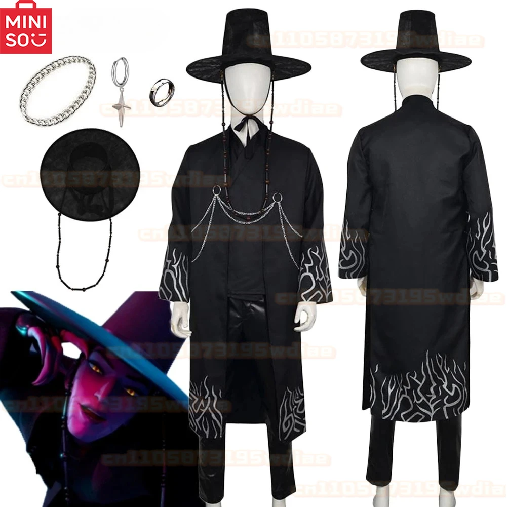 

Saja Boys Saja Boys Cosplay Black Costume Hat Suit Cartoon Demon Hunter of KPop Men Roleplay Outfits Halloween Carnival Party