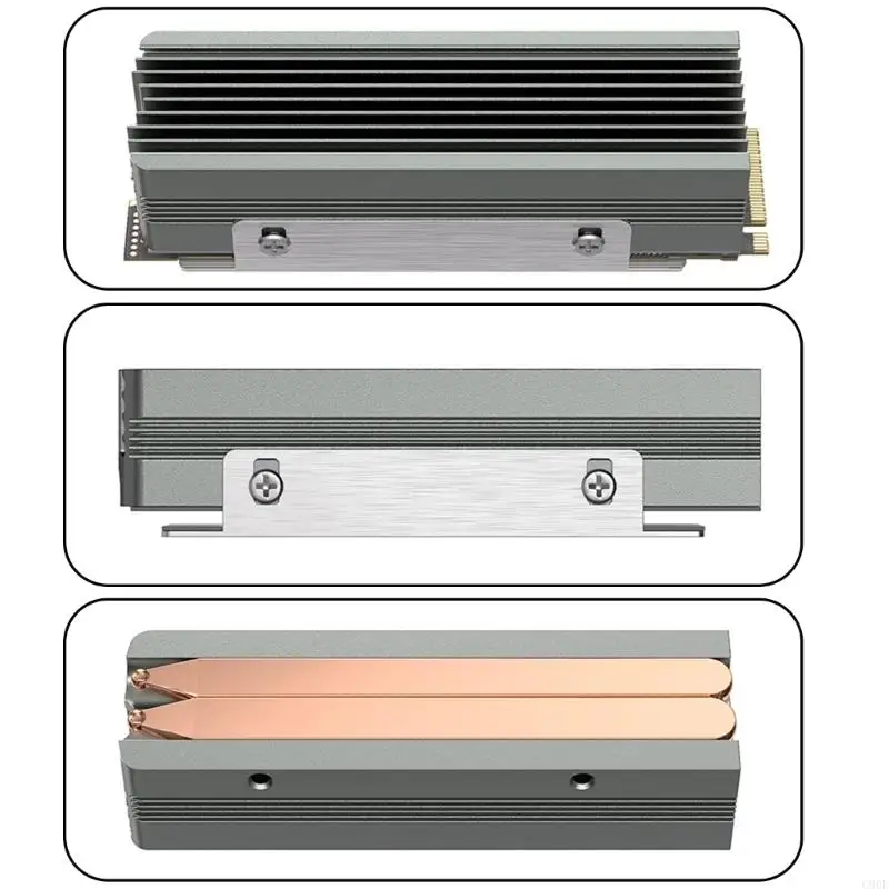 C90F Quiet M.2 2280 SSD Heat Sink For PC NVME Drive Aluminum Cooling System With 2 Screws Thermals Conductive Silicone Pad