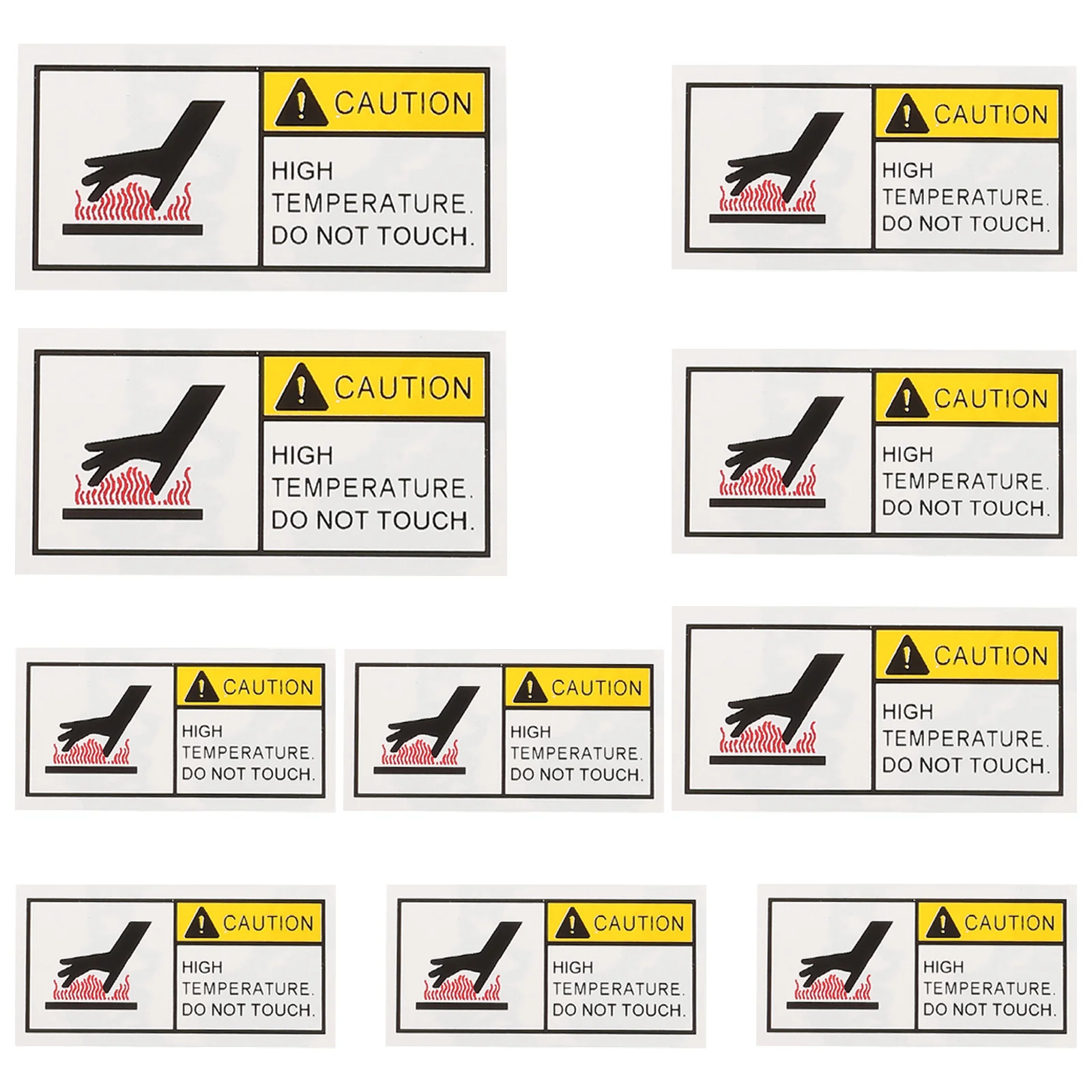 10 قطعة ملصقات تحذير درجة الحرارة العالية سطح ساخن لا تلمس تسميات السلامة لآلات السيارات المبرد باب علامات الحذر