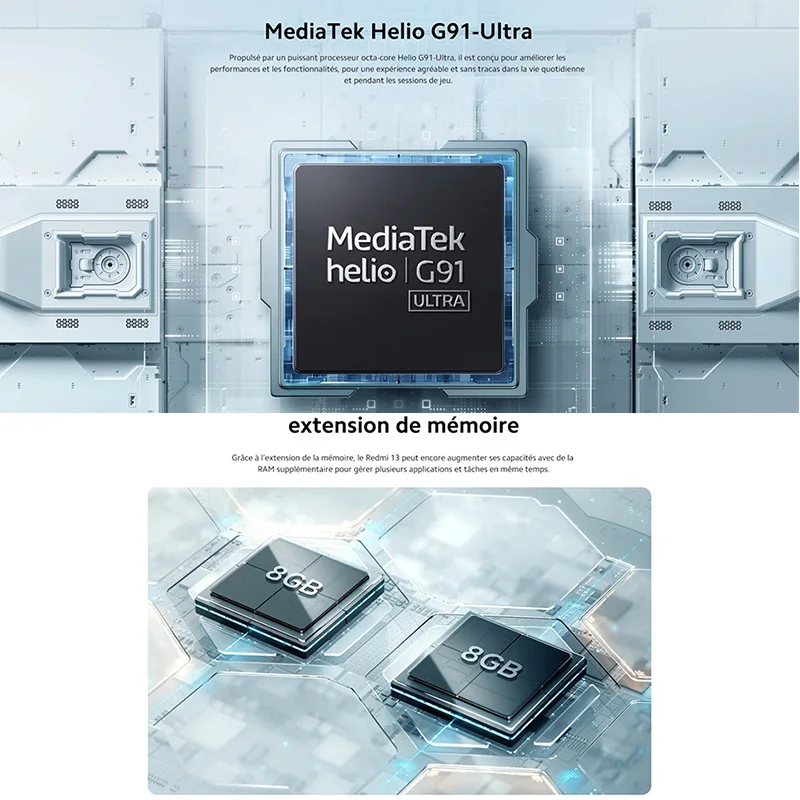 Xiaomi Redmi 13,Téléphones intelligents，MediaTek Helio G91-Ultra, appareil photo 108MP, 5030mA, charge rapide 33W, Écran 90 Hz，Version globale