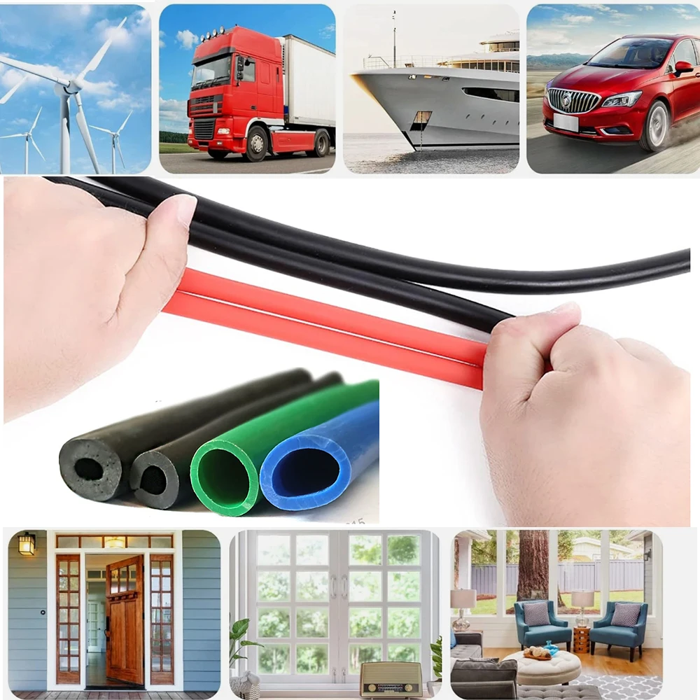 1M Rubber Round Tube Protective Sleeve Dense O-shaped Hollow Cylinder Mechanical Equipment Resistant To Aging