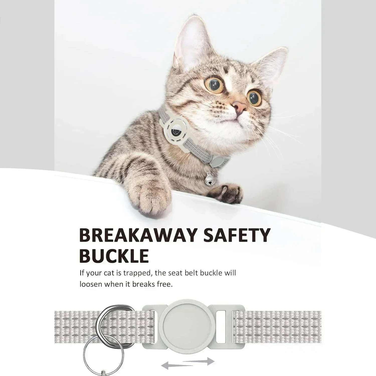 for Apple AirTag Cat Collar with Traker Case, Reflective Kitten Collar Breakaway with Bell for Girl Boy Cats Cat Accessories - view 5