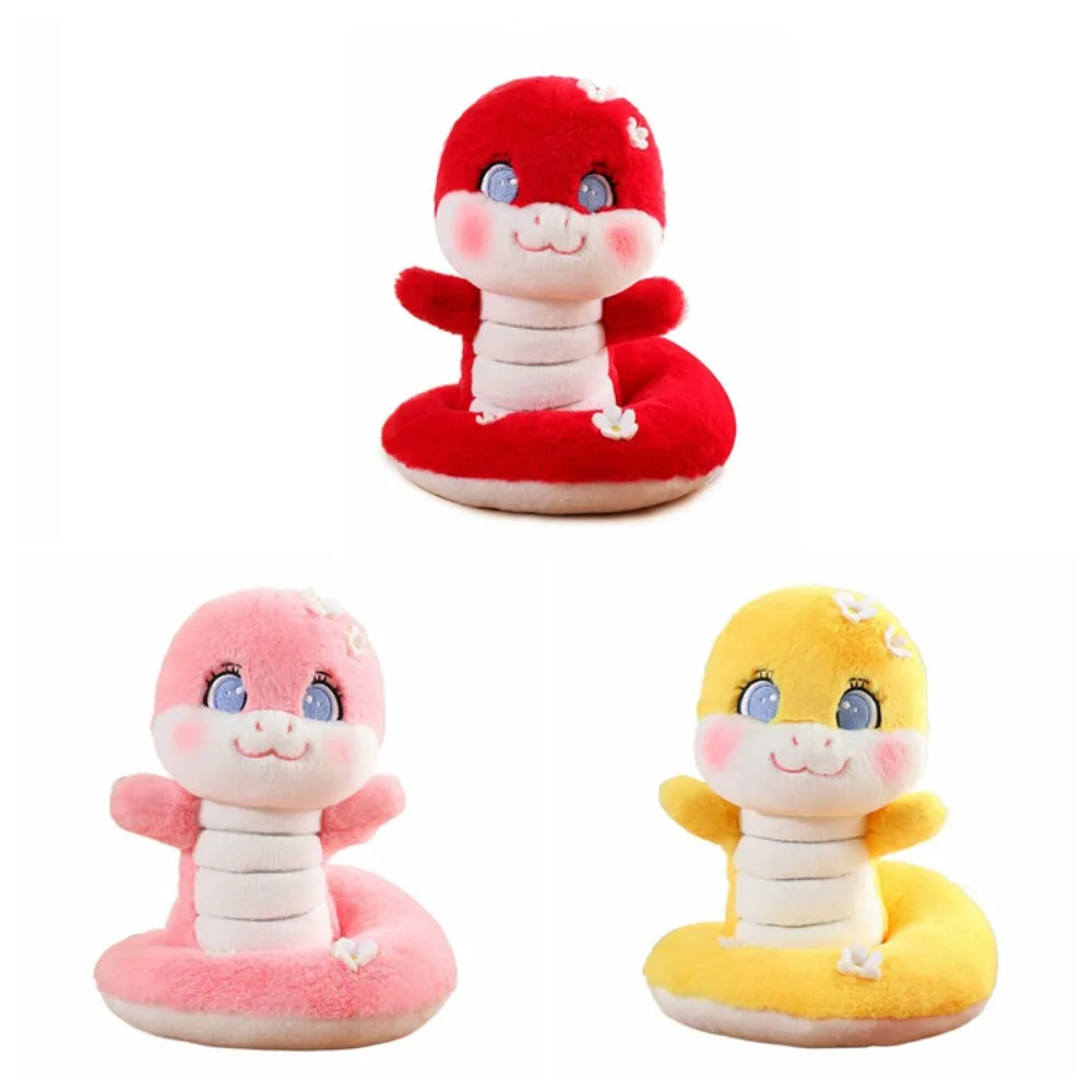 Creatieve bloem 2025, slang jaar mascotte gevuld met handslang, zachte anime geluksslang, knuffels, verjaardagscadeaus