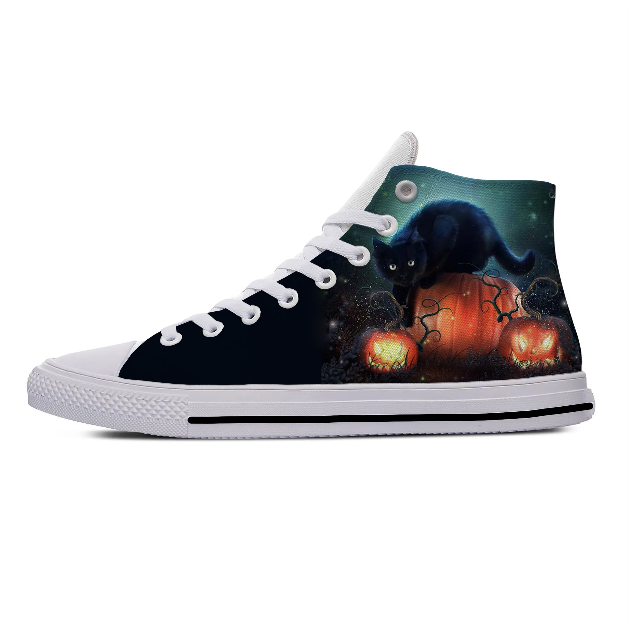 Anime kot kreskówkowy Halloween dynia moda słodkie gorące buty na co dzień oddychające buty sportowe męskie/damskie wysoki Top lekki buty deskorolkowe