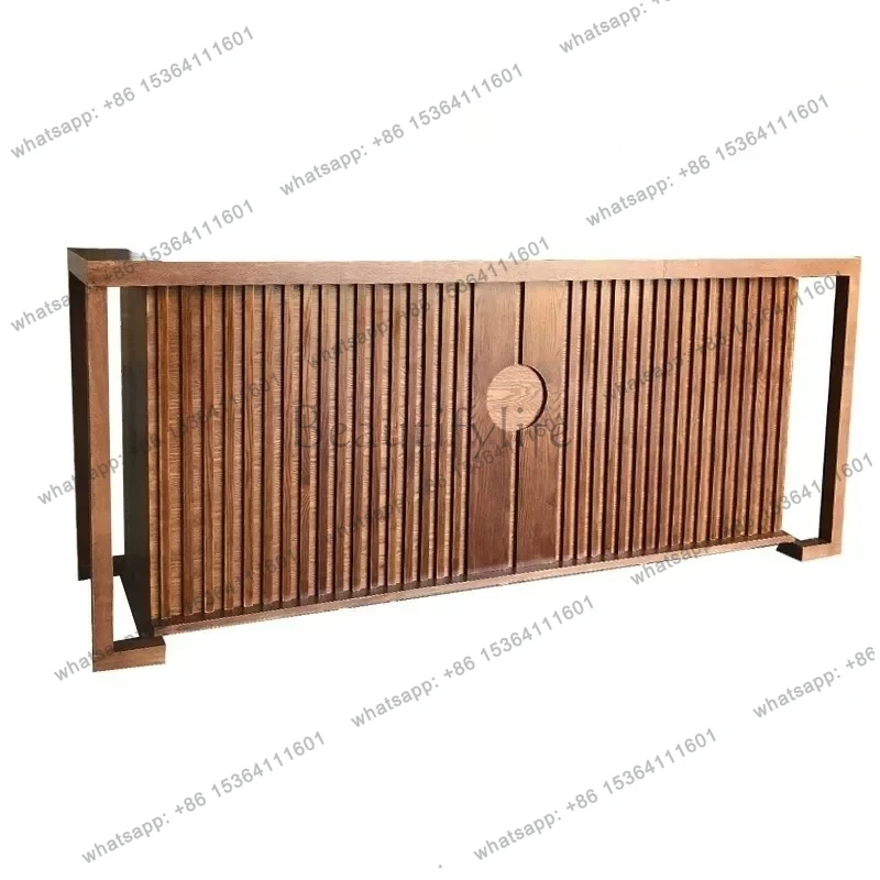 

New Chinese style checkout page Solid wood bar table Retro style restaurant Teahouse hotel health center Reception counter