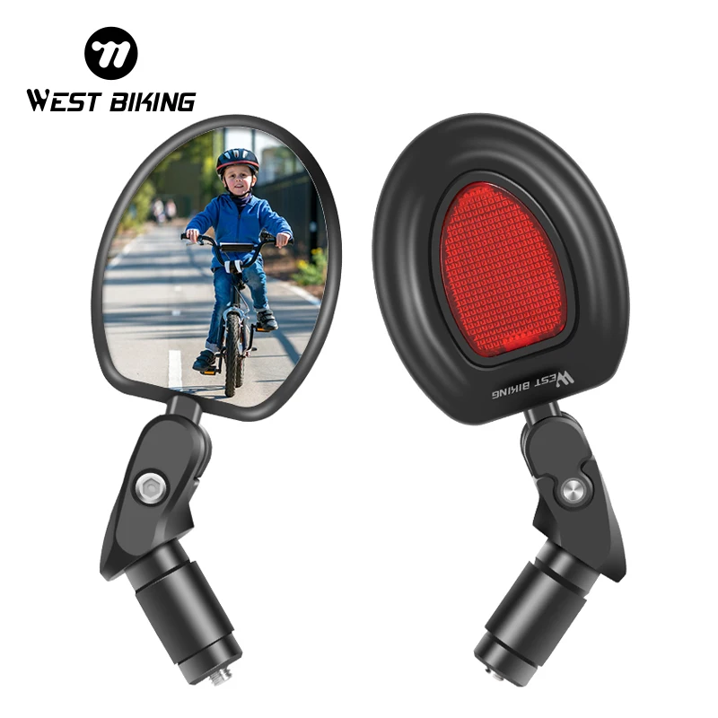 WEST BIKING Bicycle Handlebar Mirrors Safety Adjustable Reflector Rear View Mirror Motorcycle Scooters Mountain Bike Accessories