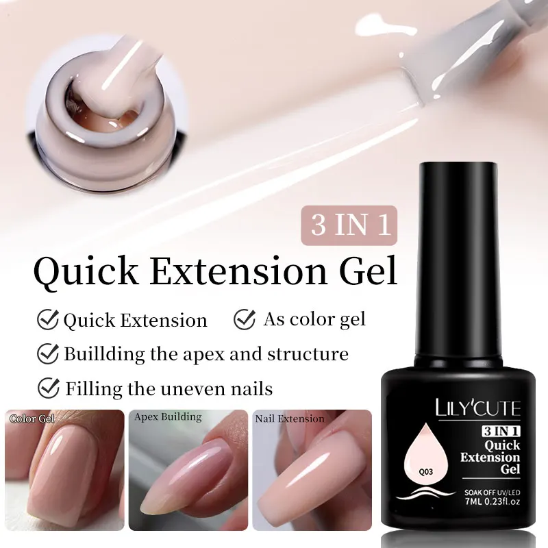 LILYCUTE 7ml Quick Extension Nail Polish Jelly Light Colors Transparent Milk White Pink Gel Quick Building Nail Art Gel Var view 4