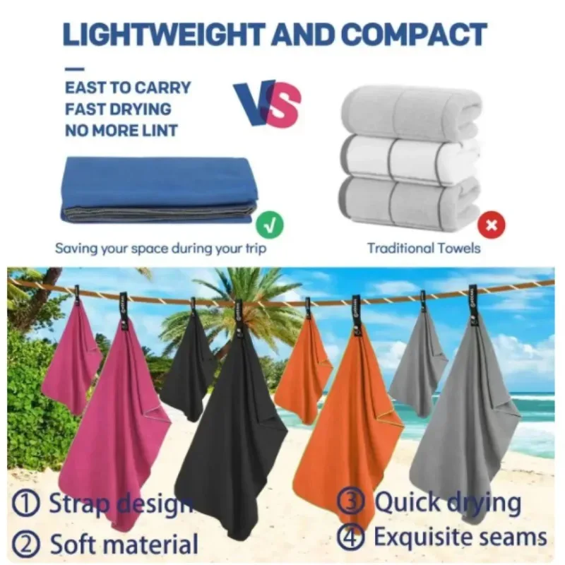 Microfiber Towel Water Sports Beach Towel Quick-drying Swimming Gym Yoga Bath Camping Towel for Backpacking Hiking Lightweight