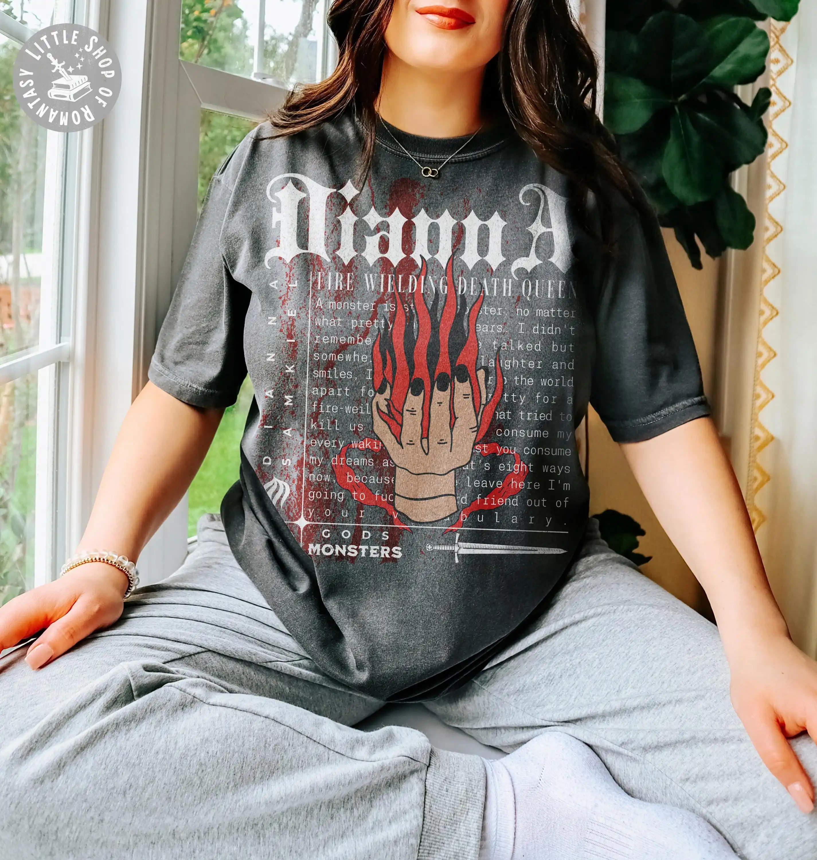 Dianna Fire Wielding Death Queen Shirt - Gods and Monsters Book of Azrael Amber Nicole Romantasy