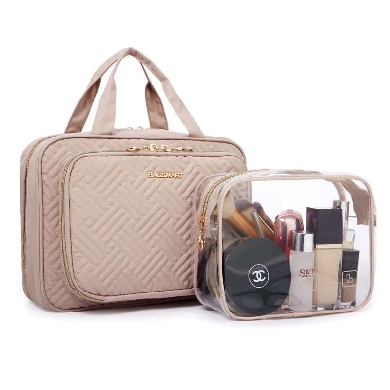 Bagsmart große Kapazität Kultur beutel mit transparenten Outdoor-Multifunktions-Kosmetik tasche Frauen hängen Reise Make-up Veranstalter