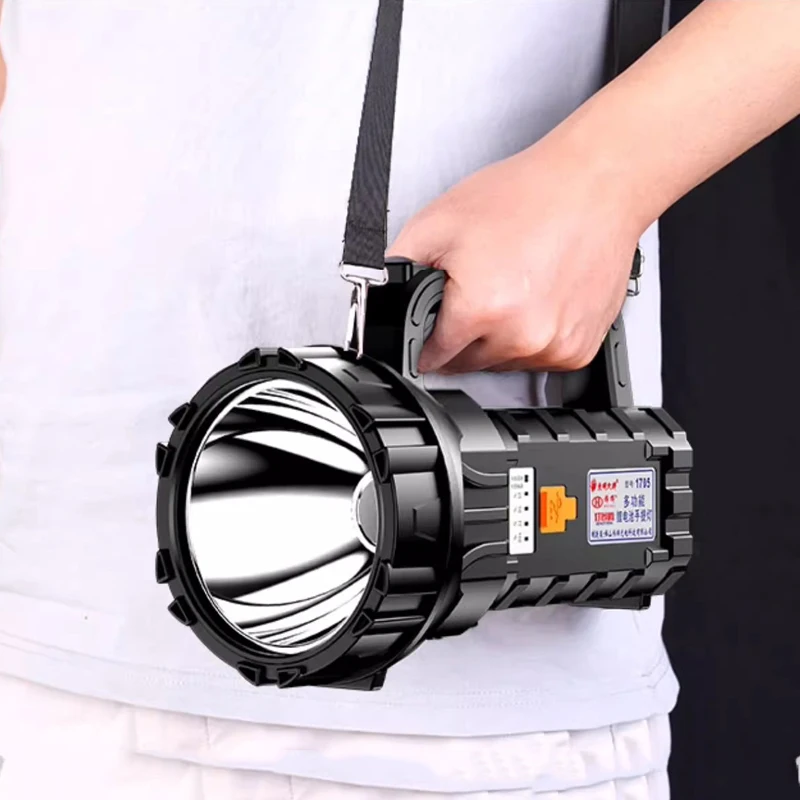 Outdoor LED Lamp Handheld Searchlight Portable Rechargeable Lanterns Camping Lights Bulb With Built-In Battery Power Bank Hiking