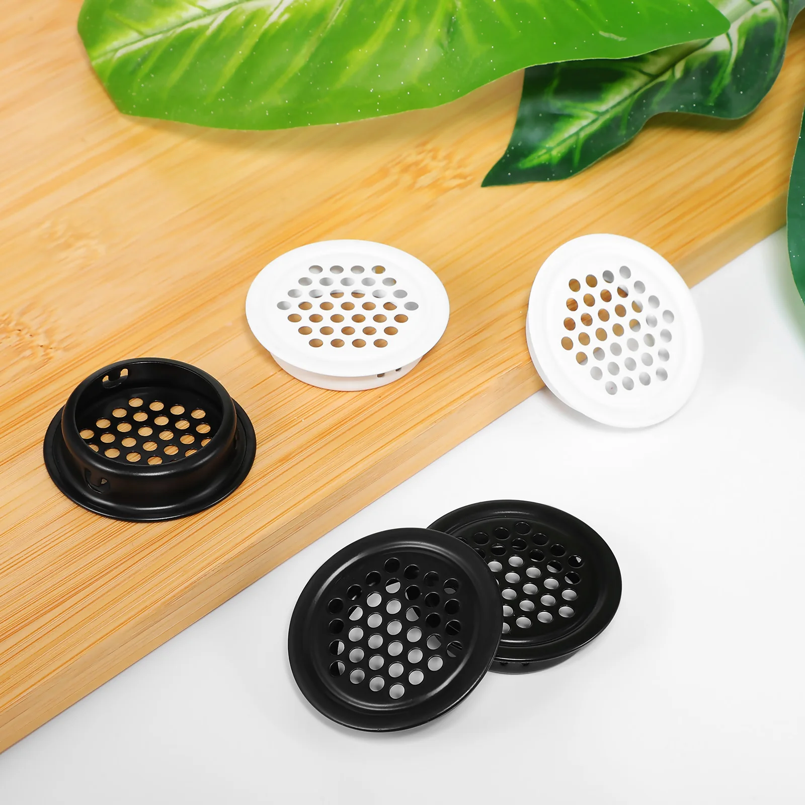 

24 pcs Round Covers Stainless Steel Air Vents For Wardrobe Cabinet Soffit Ventilation Holes Metal Furniture Vent Grilles Easy