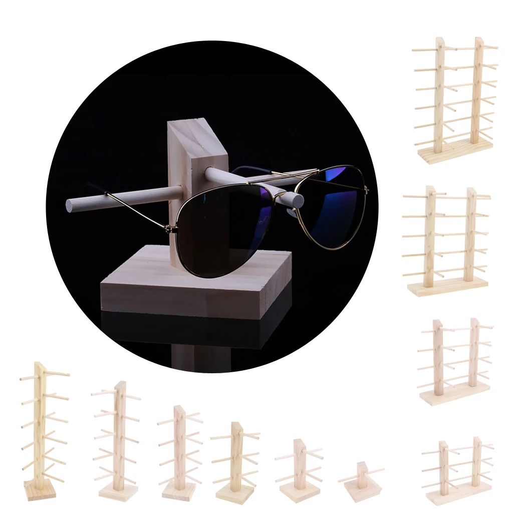Space Saving Eyewear Display Holder Wooden Organizer Glasses Stand Rack for Home or Store Use