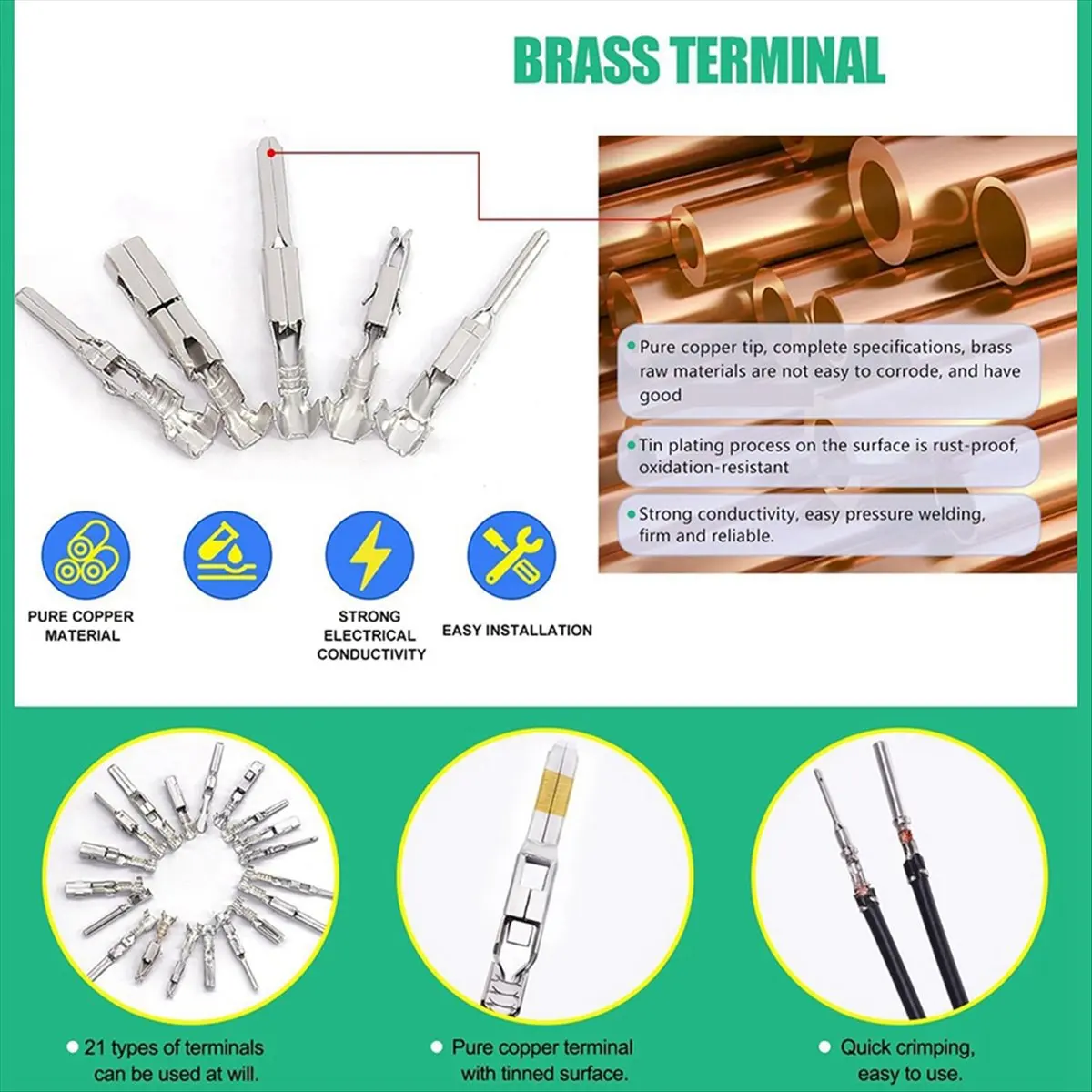Super Sale 290PCS Automotive Wire Terminal Pinconnector 1-3.5mm Non Insulated Plug Disassembly Male and Female Crimping Pins