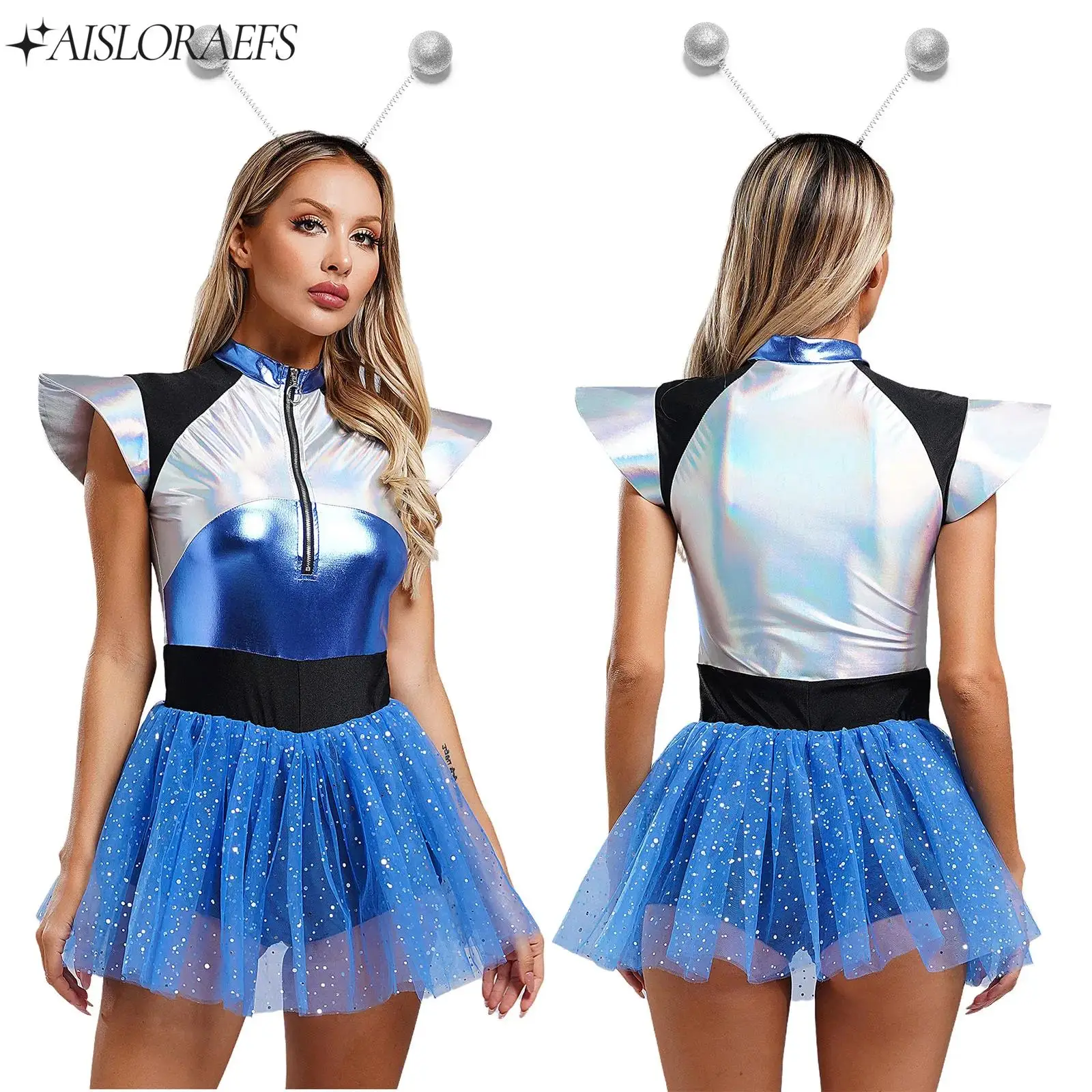 

Womens Space Cadet Cosplay Costumes Cleerleading Outfits Contemporary Dance Dresses Halloween Dress Up Carnival Fashion Clothes