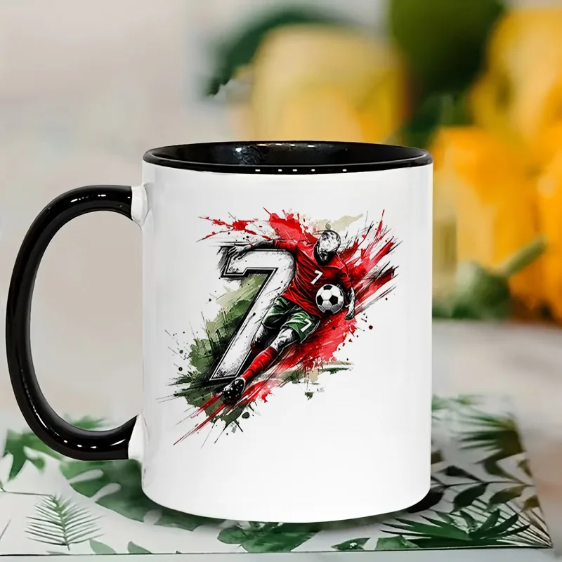 Soccer Player Number 7 Colorful Print Ceramic Coffee Mug 11oz 350ml Personalized Custom Microwave Safe Cute Aesthetic Birthday G