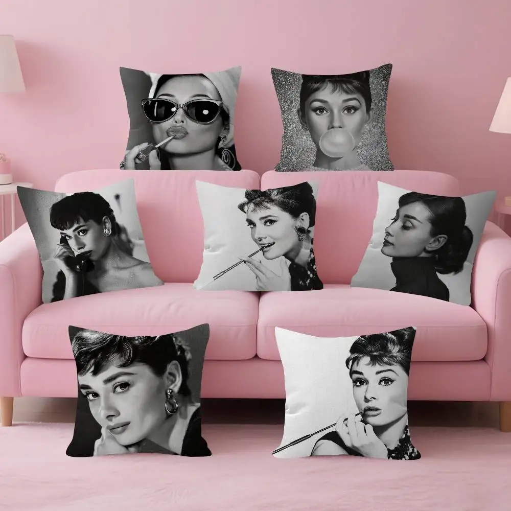 Audrey Hepburn Lipstick  Cushion Cover Car Throw Pillow Case For Sofa Car Christmas Gift