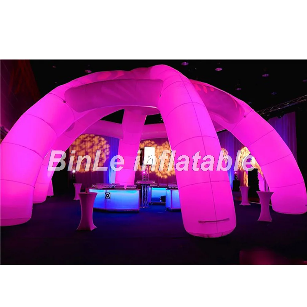 Open air giant spider shaped inflatable party tent tublar dome with LED lights for outdoor events