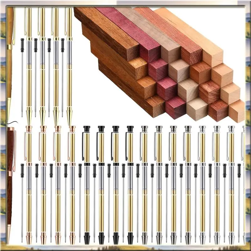 

15 Sets Woodturning Pen Kits 7Mm Slimline Including Refills And Pen Blanks Project Supplies For DIY Crafts Lumberaa46 HOT-