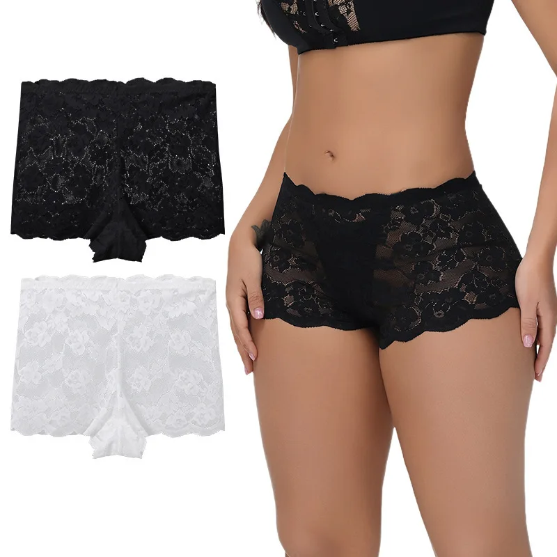 

Foreign trade new sexy lace high waisted women's flat angle pants, popular European and American styles, with a closed belly, an