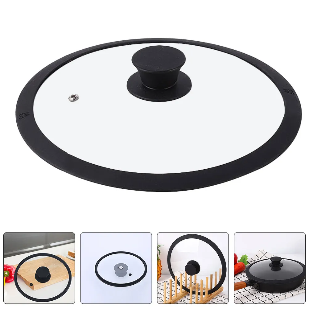 Tempered Glass Pot Lid Silicone Rim Universal Pan Cover Heat Resistant Handle Kitchen Pot Cover Replacement Lid for Skillet