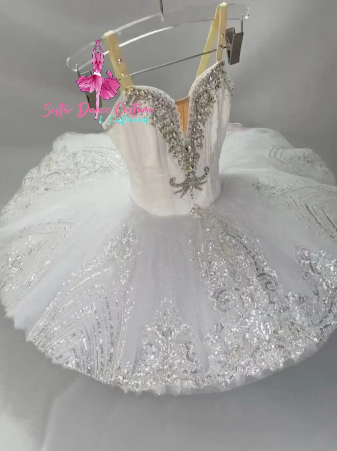 2024 Professional adult children\'s ballet dress white female dancer performance pongee skirt plate skirt tutu competition custom