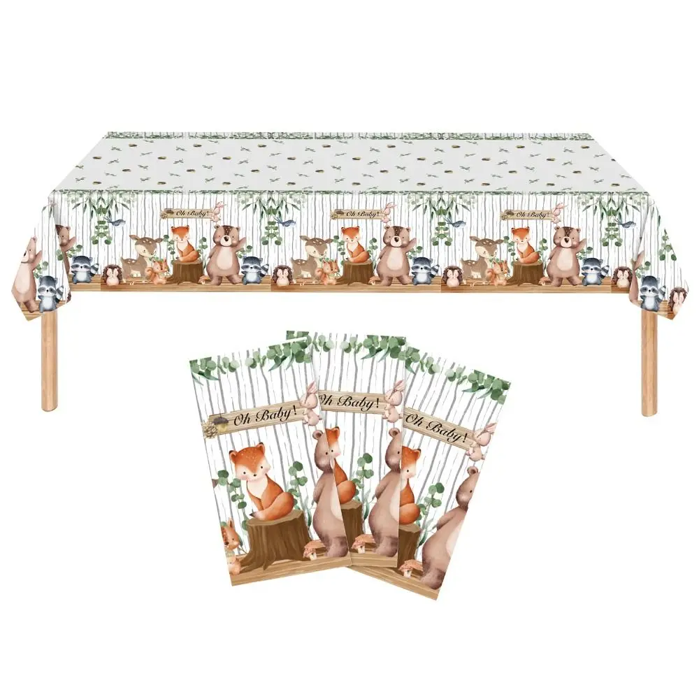 Woodland Animals Woodland Baby Shower Decorations Plastic All-Season Woodland Baby Shower 54x108 Inch Rectangular