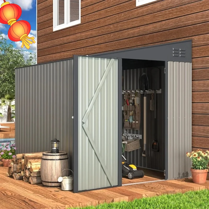 

Side Storage Solution Lean-to 8x6 Metal Storage Cover Outdoor Storage Cabinet