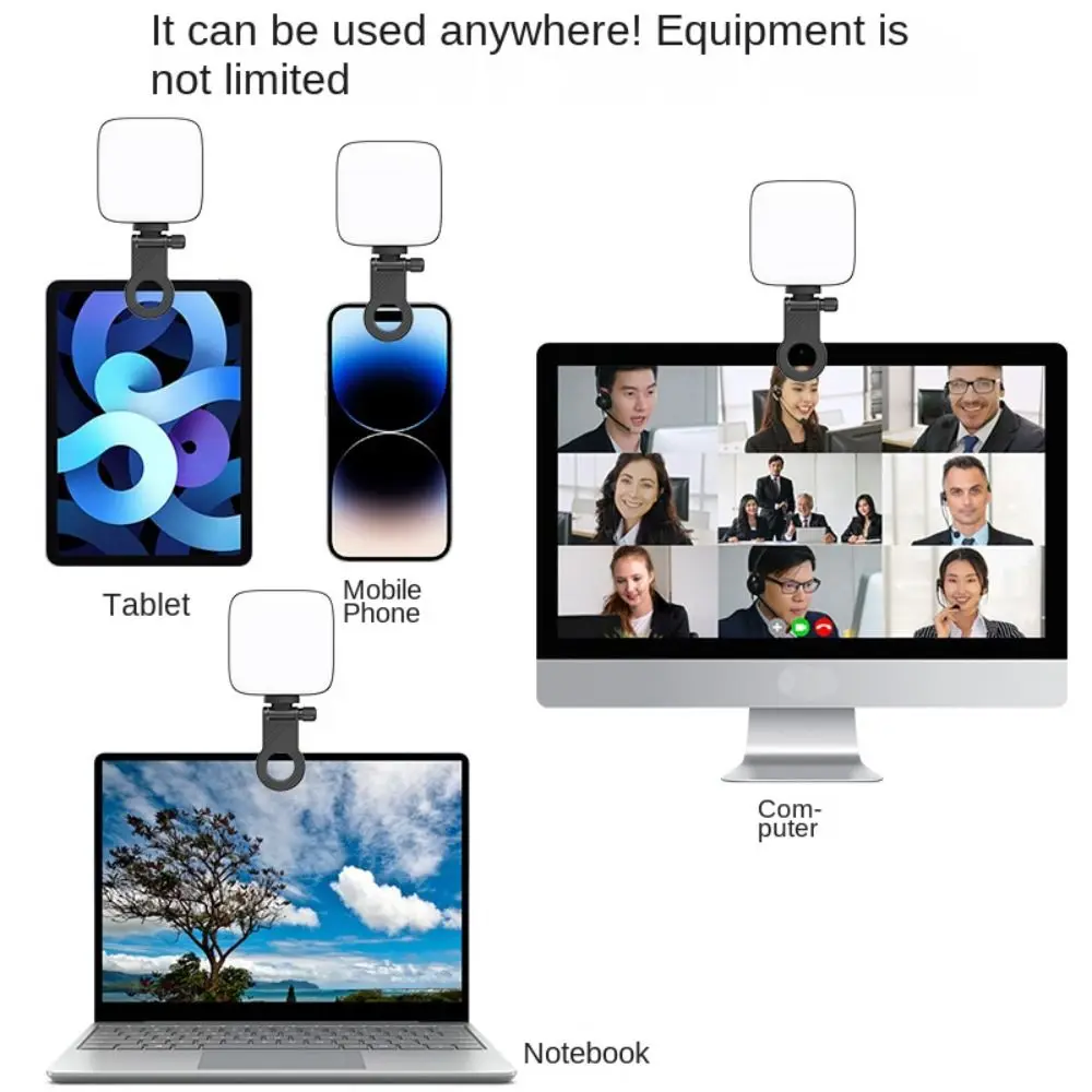 1/4 Screw Mount Mini Fill Light Clip Portable Plastic LED Selfie Fill Light Clamp Mobile Phone Computer Fill Light Fixed