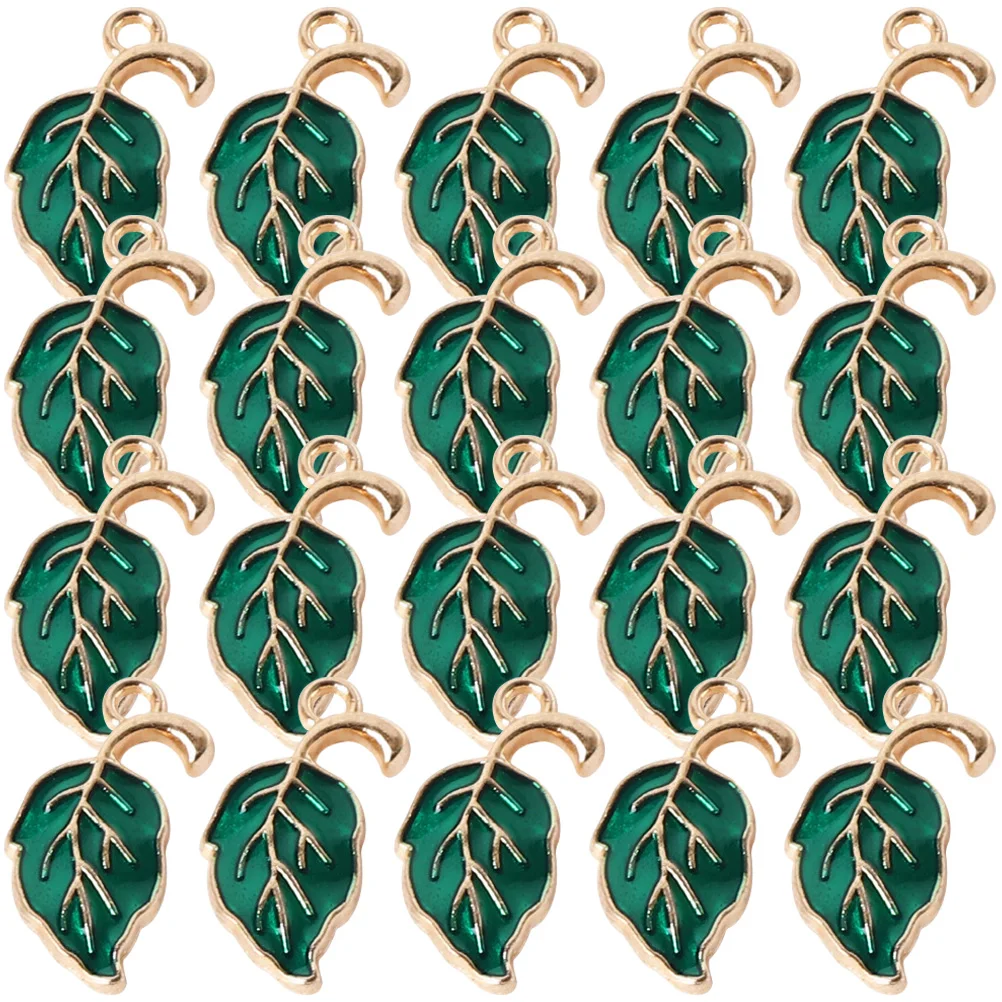 

20pcs Small Leaf Pendant Necklace Charm Bracelet Jewelry Nature Tropical Green Alloy DIY Making Beads Accessories