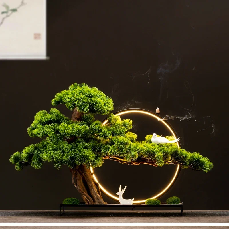 Simulation Cliff Cypress Welcome Pine Bonsai Living Room Decoration Green Plant Potted Porch Armoron  Hotel