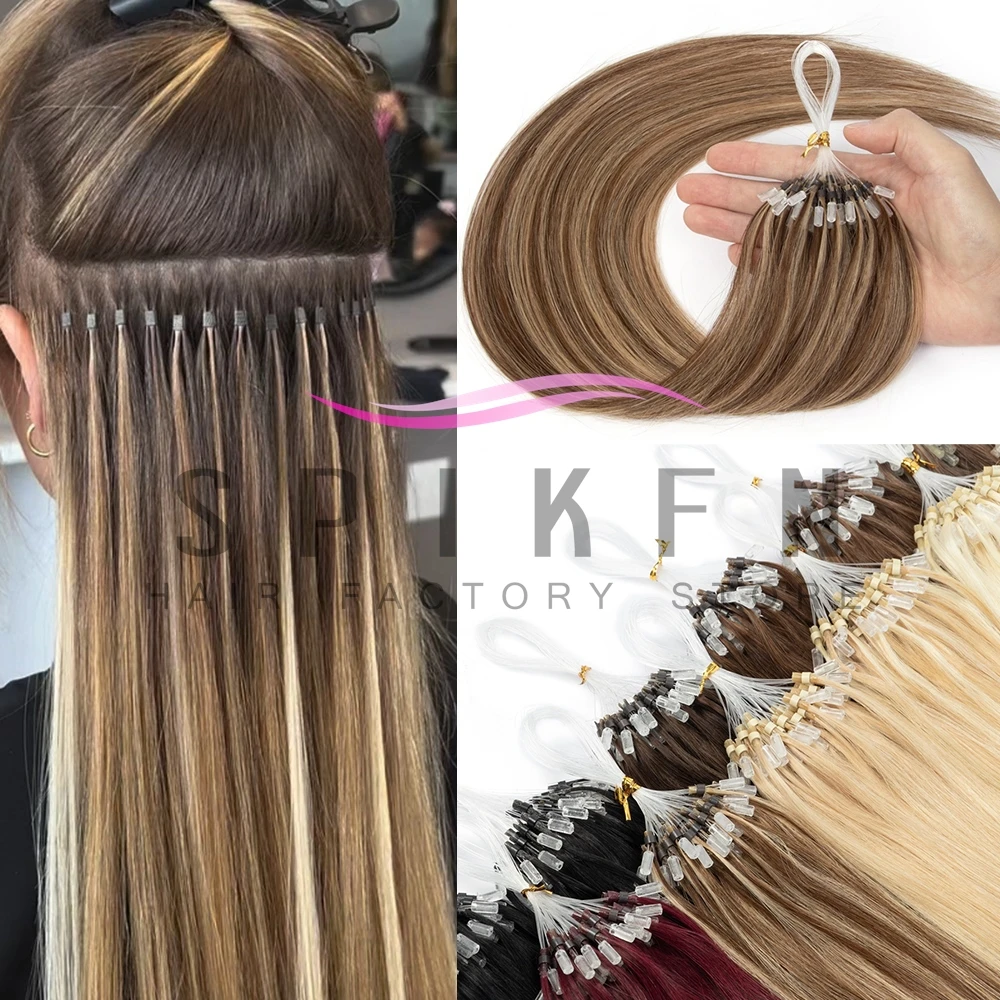 HighLight Micro Loop Hair Extensions Real Natural Straight  Micro Ring Link Hair 12'-22