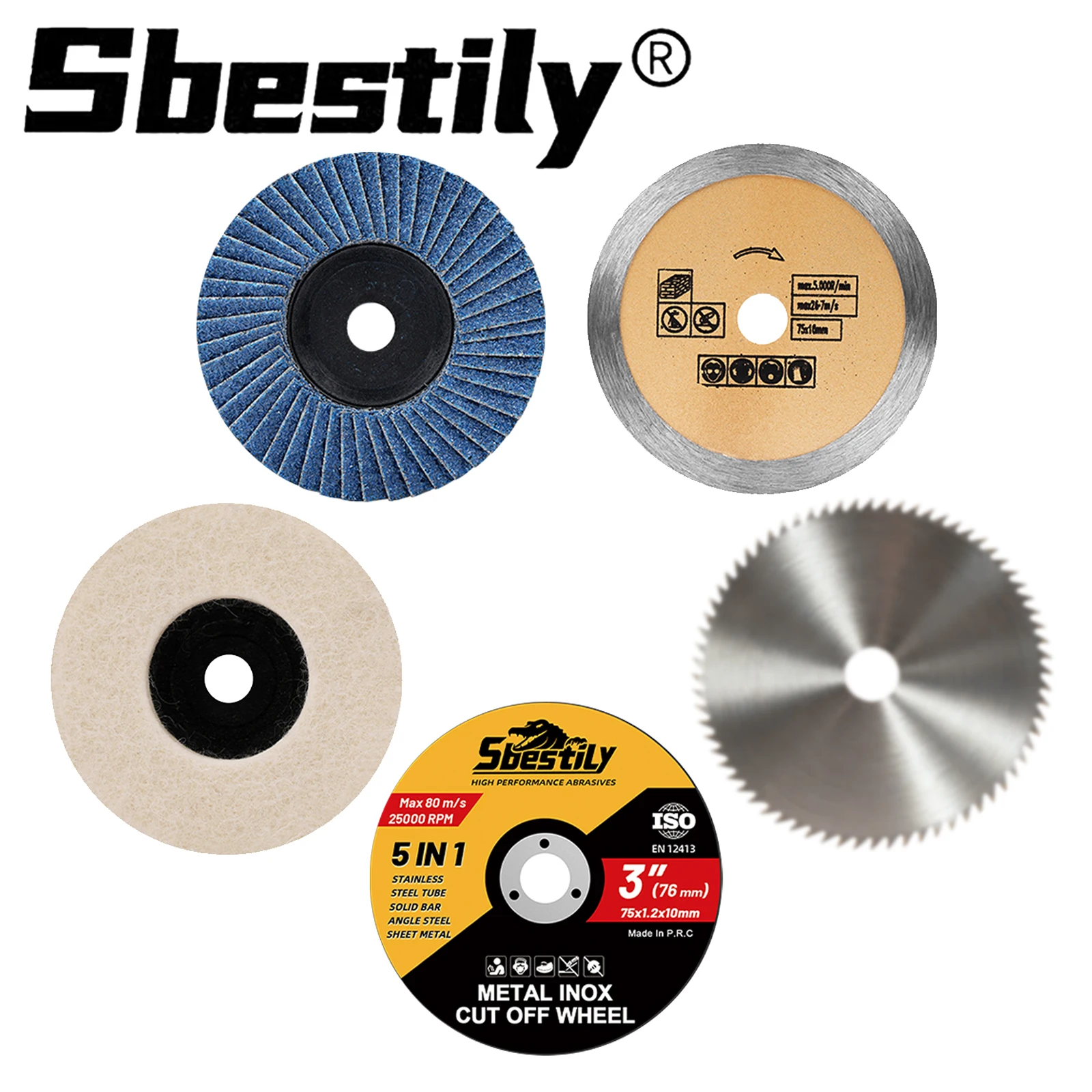 5pcs 3inch Metal Cutting Disc Flap Disc Wool Polishing Wheel Woodworking Stone Cutting Disc For Cutting Wood Metal Plastic