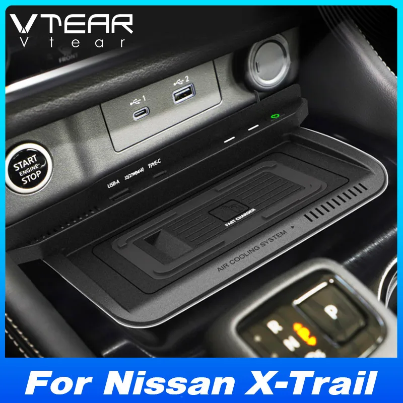 Car Wireless Charger For Nissan X-Trail T33 2023 2022 Accessories15w Fast Mobile Phone Charging Plate Adapter Interior Parts