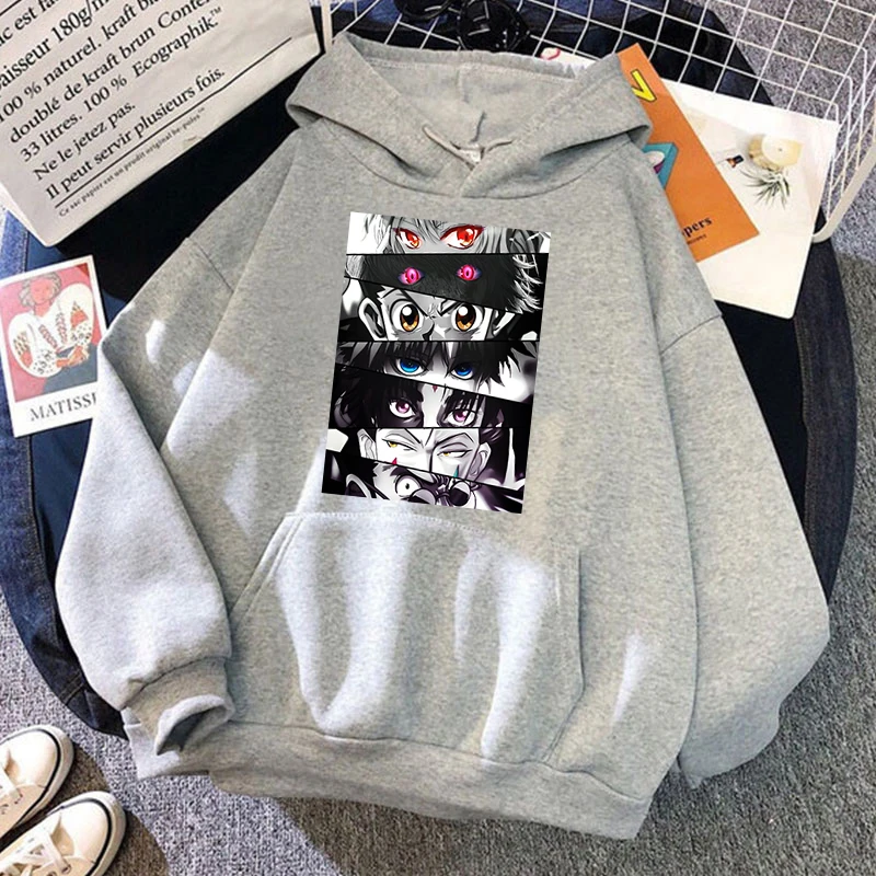 Funny Anime Eyes Printed Tops Harajuku Hoodie Fashion Sweatshirt Women Men Casual Pullover Hoodie