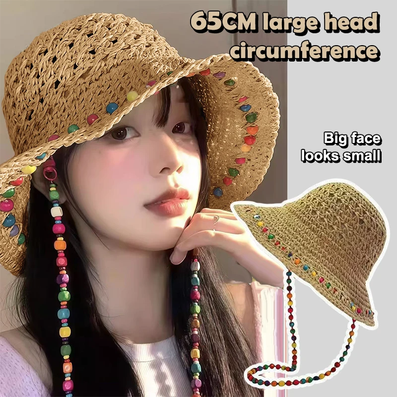 Retro Versatile Hollow Big Bri - Bucket Hat Straw recension och pris