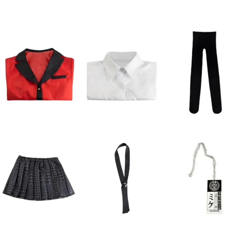Kakegurui Jabami Yumeko Cosplay Costume Halloween Sayaka Compulsive Gambler Anime Girl Pleated Skirt Uniform Full Set