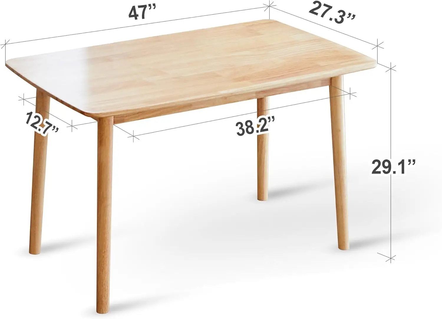 Livinia Aslan Mesa de comedor rectangular de madera de roble malayo de 47"/escritorio de cocina de madera maciza (roble natural)