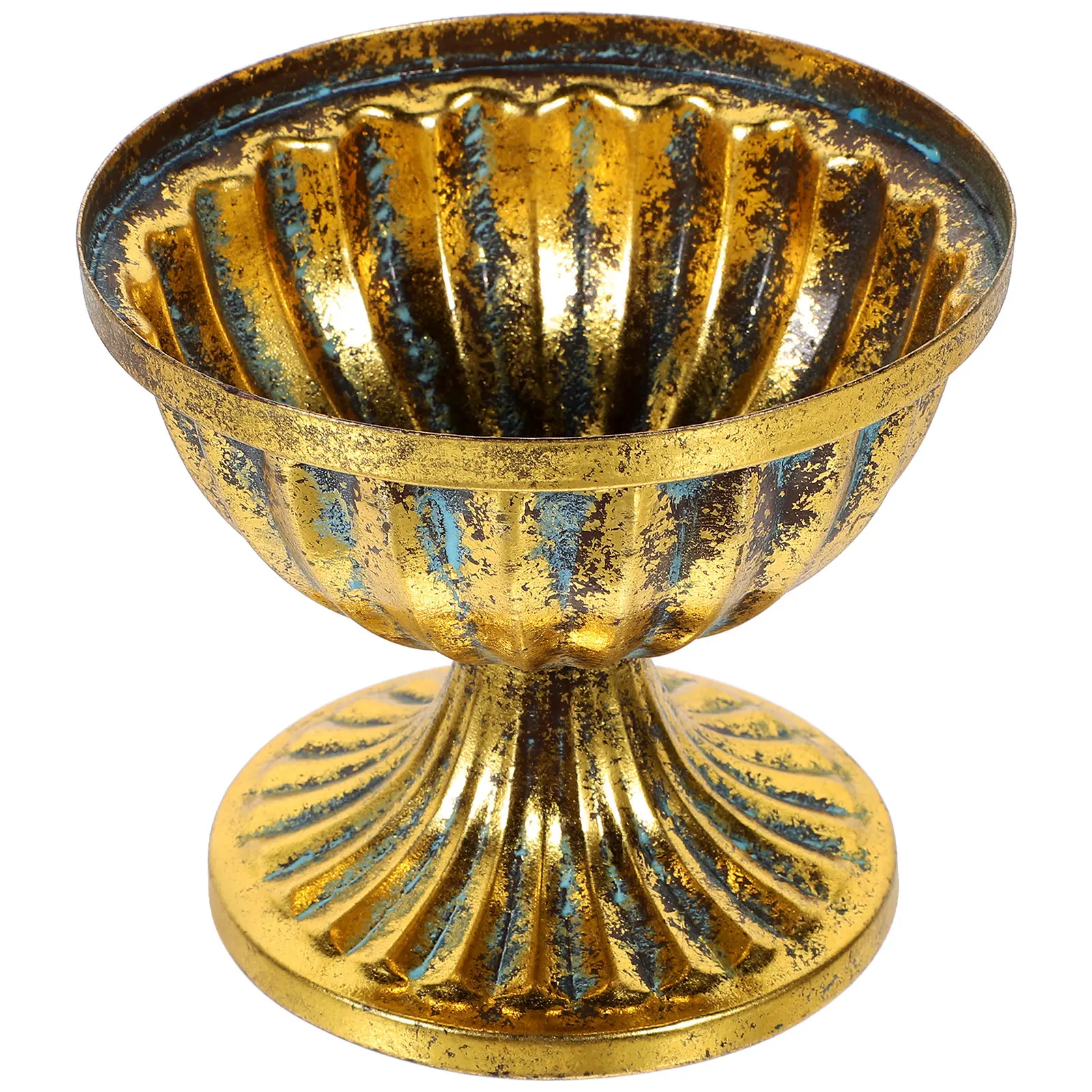 Metal Urn Planter Vintage Flower Vase Flat Bottom Compact Size Decorative Tabletop Vase for Wedding Party Banquet Home Office