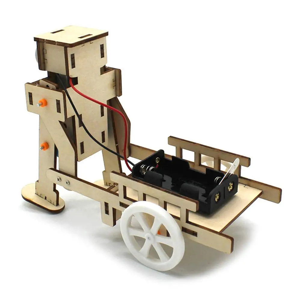 DIY Science Experiment Educational Toy Physical Model Handmade Small Production Assembly Craft DIY Wooden Coin-Eating Robot Toy
