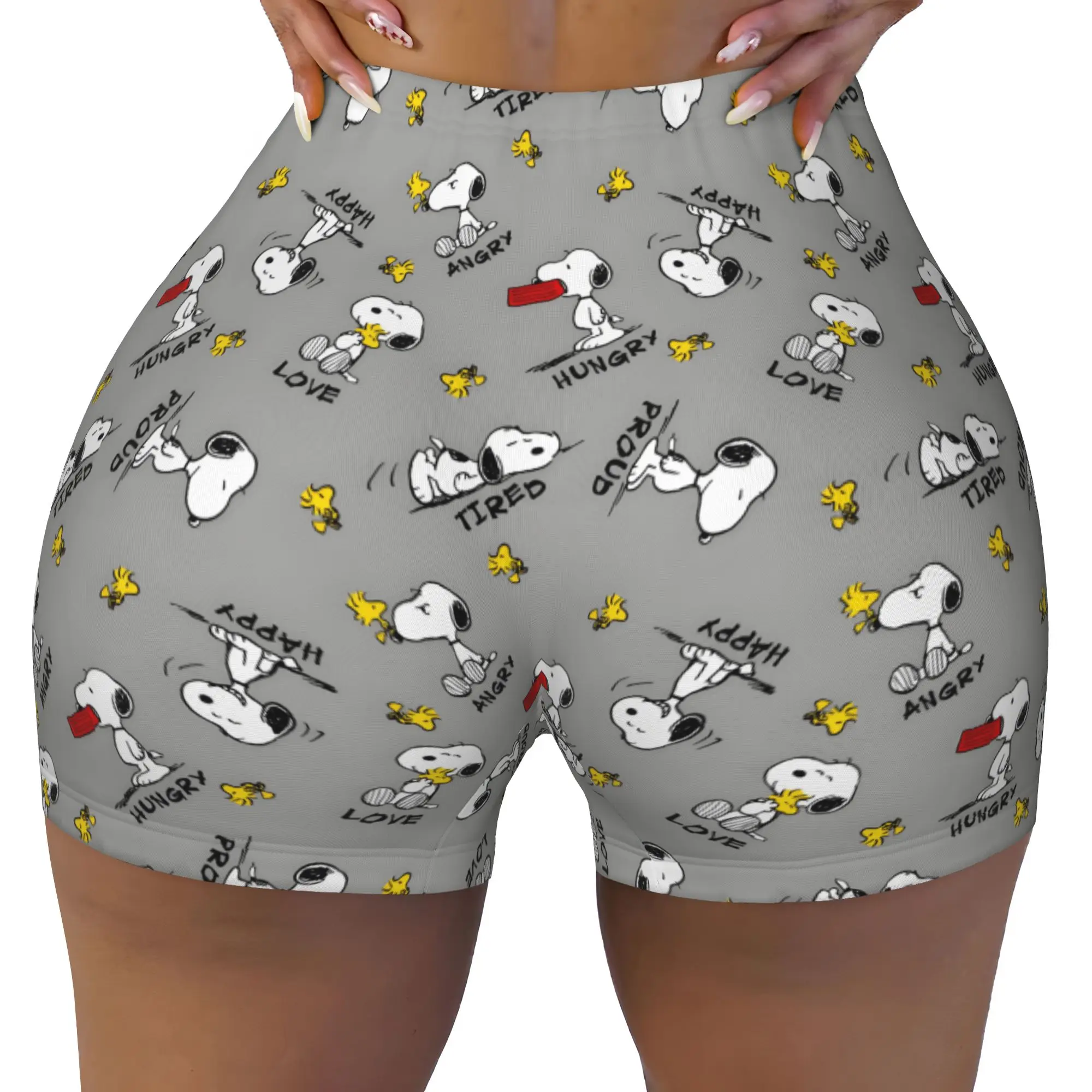 Custom S-snoopies Anime Gym Volleyball Biker Shorts Women's Dog Manga Workout Yoga Shorts