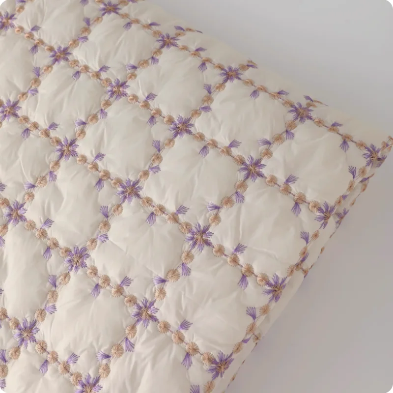 

Ins-style checkered embroidered quilted polyester cotton fabric for winter coat, vest, cotton-padded jacket diy handmade fabric