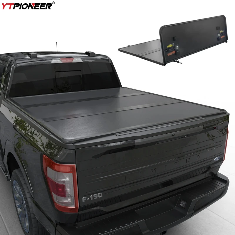 

For Ford F150 Raptor Pickup 5.5ft Trunk Lid Aluminum Hard Bed Cover Truck Tri Fold Flip Up Tonneau Covers