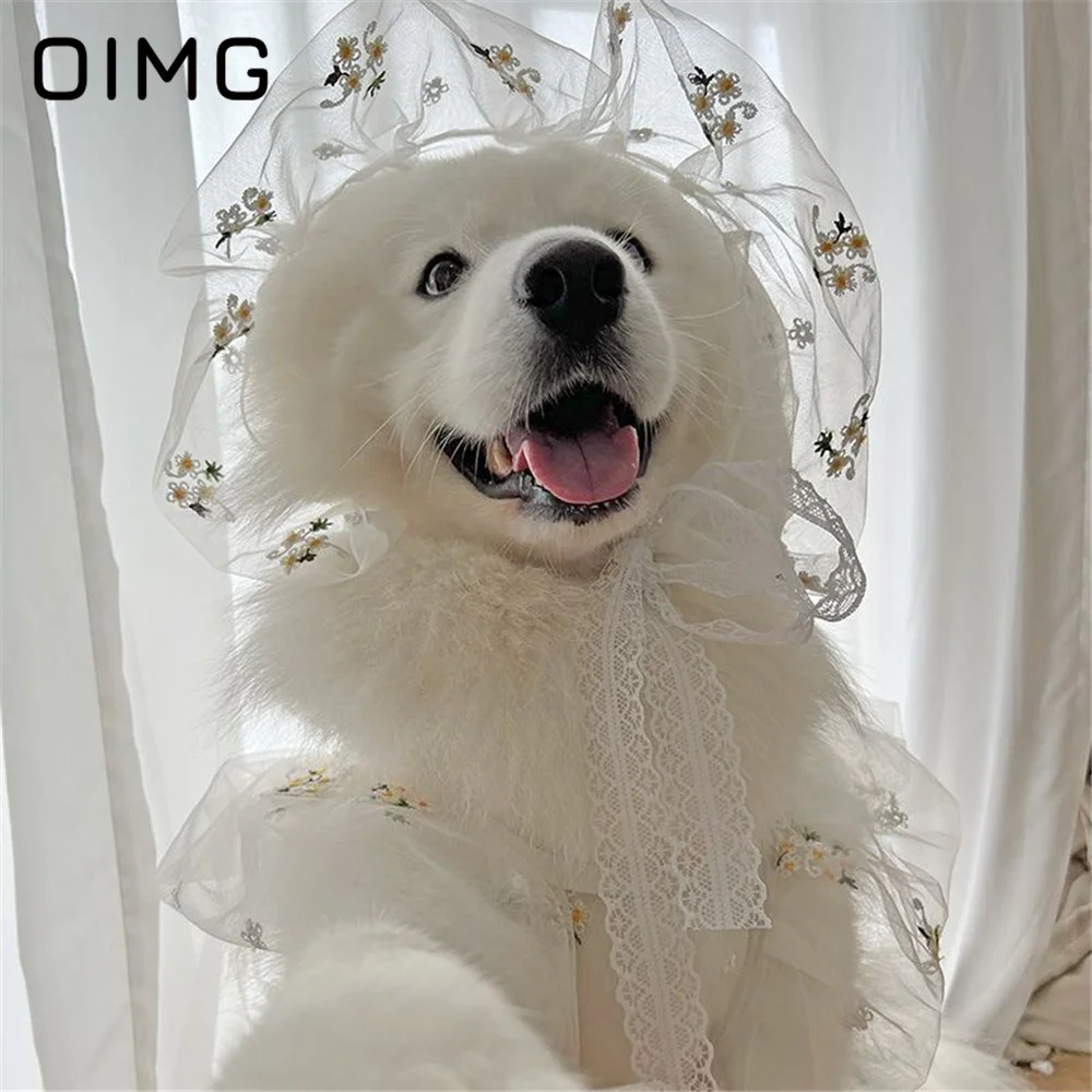 OIMG Pet Dog Wedding Dress Spring Summer Medium to Large Dogs Clothing Thin Wedding Dress Suit Samoyed Golden Retriever Labrador